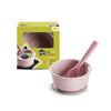 防滑吸盤矽膠碗連匙 - 豆沙粉