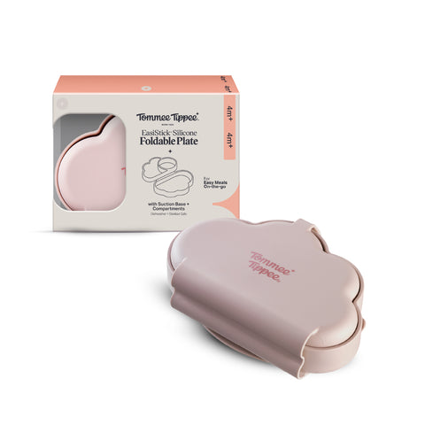 Easistick 隨行防滑摺疊矽膠餐盒 -  豆沙粉｜防滑底盤｜分格設計｜4個月以上適用｜密封蓋｜可用洗碗機、微波爐、消毒器