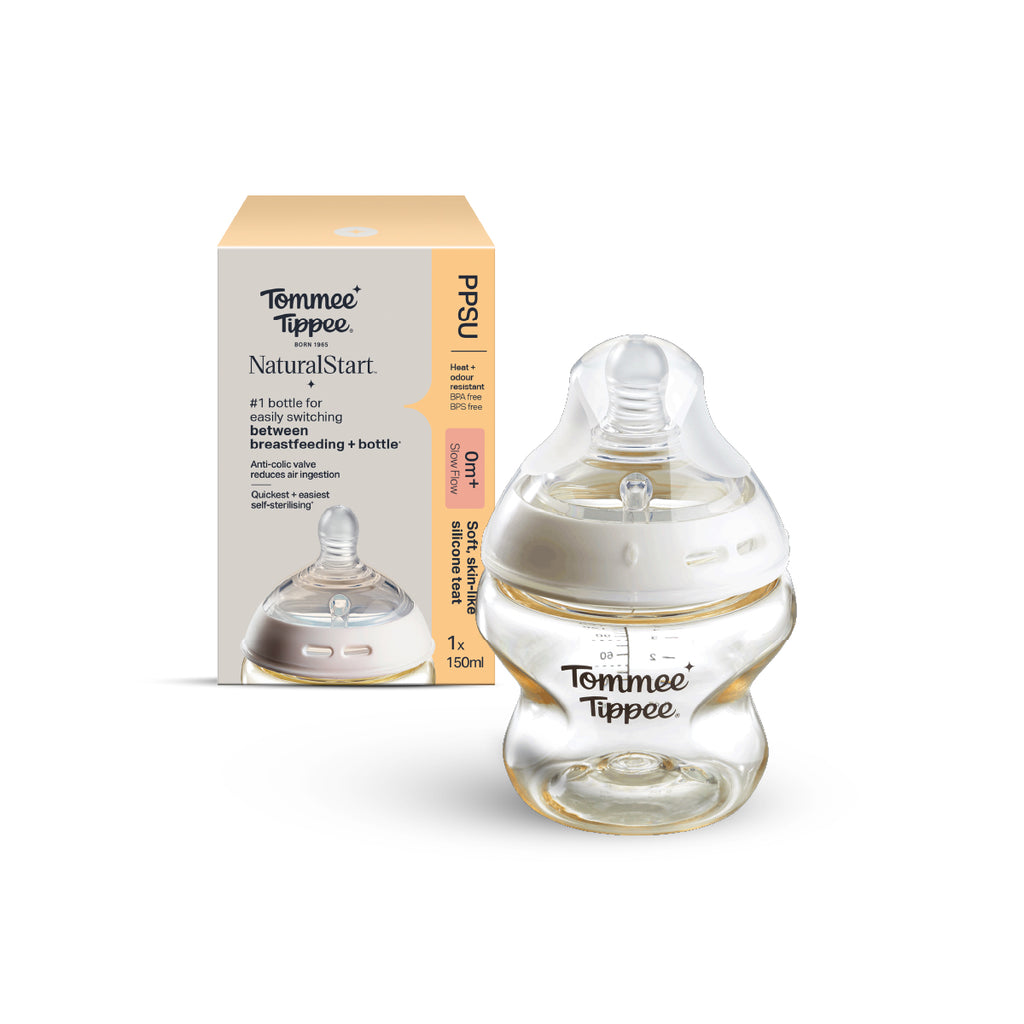 Natural Start PPSU奶瓶 (適用於初生/0個月以上)｜150毫升｜慢流量仿母乳奶嘴｜可微波蒸汽消毒奶瓶｜不含BPA