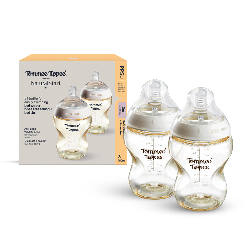 Natural Start PPSU奶瓶 (適用於3個月以上)｜260毫升兩個裝｜中流量仿母乳奶嘴｜可微波蒸汽消毒奶瓶｜不含BPA