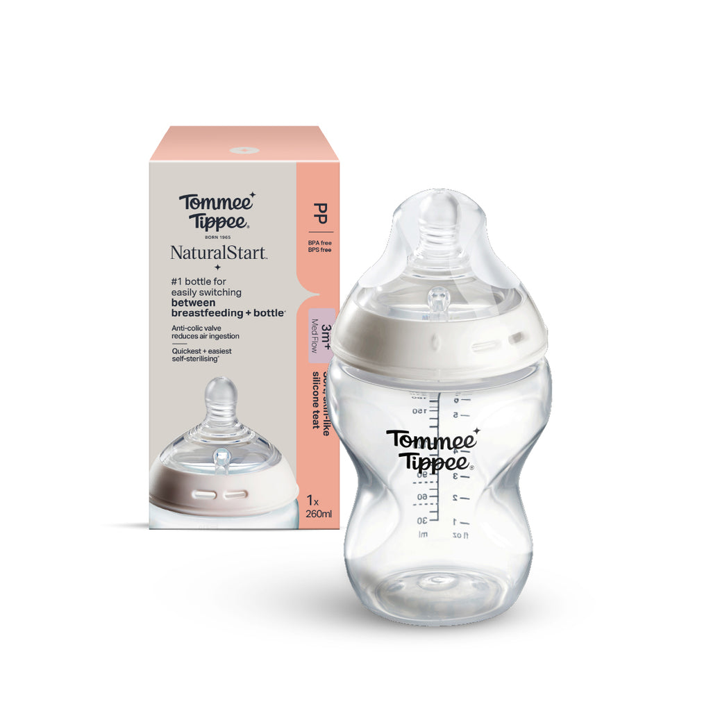 Natural Start PP奶瓶 (適用於3個月以上)｜260毫升｜中流量仿母乳奶嘴｜可微波蒸汽消毒奶瓶｜不含BPA