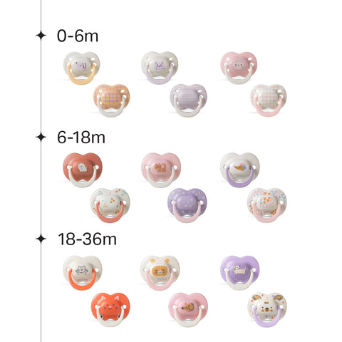 6-18M Ultimate Fit 安撫奶嘴，女仔款，2個裝，可重複使用微波消毒盒，矽膠奶嘴，矯形奶嘴，加強透氣孔設計，對稱奶嘴頭，100%不含BPA