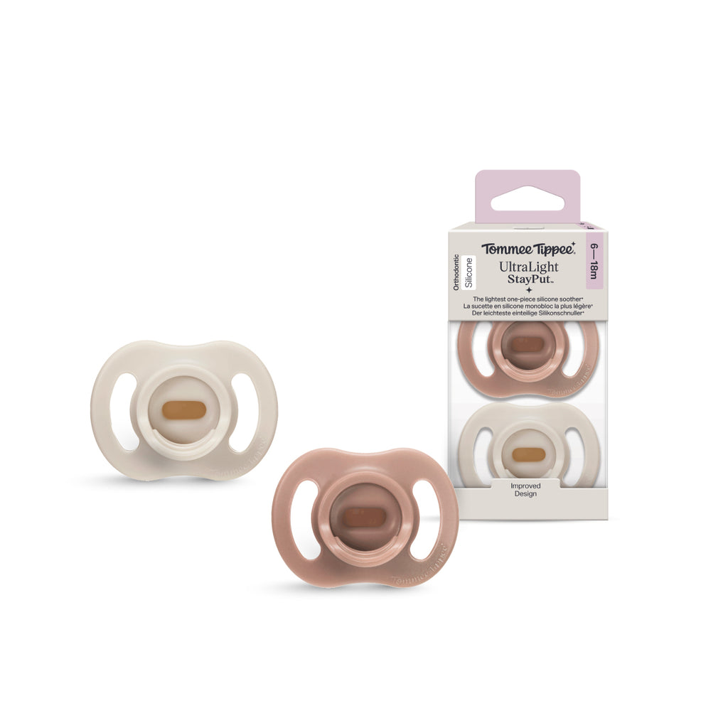 Ultra Light 超輕矽膠安撫奶嘴| 6-18個月| 2個裝| 一體成型矽膠設計| 對稱奶嘴頭| 仿皮膚質感霧面塗層| 輕量型安撫奶嘴|女仔色