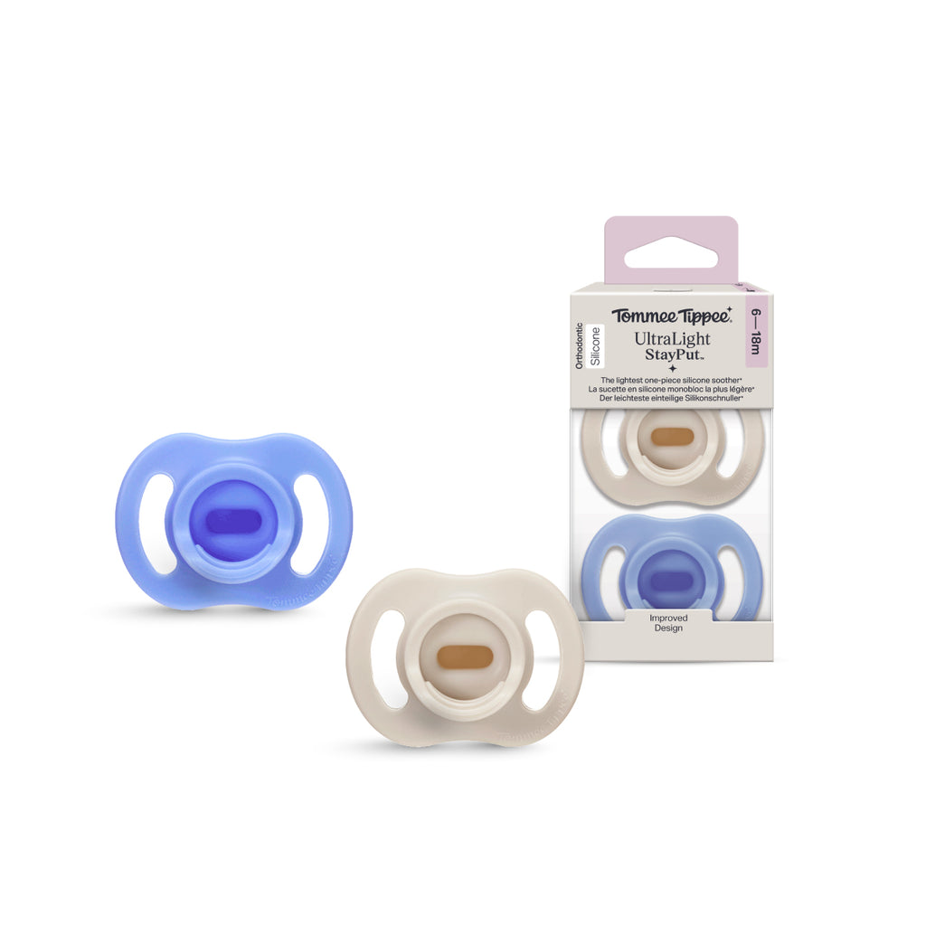 Ultra Light 超輕矽膠安撫奶嘴| 6-18個月| 2個裝| 一體成型矽膠設計| 對稱奶嘴頭| 仿皮膚質感霧面塗層| 輕量型安撫奶嘴|男仔色