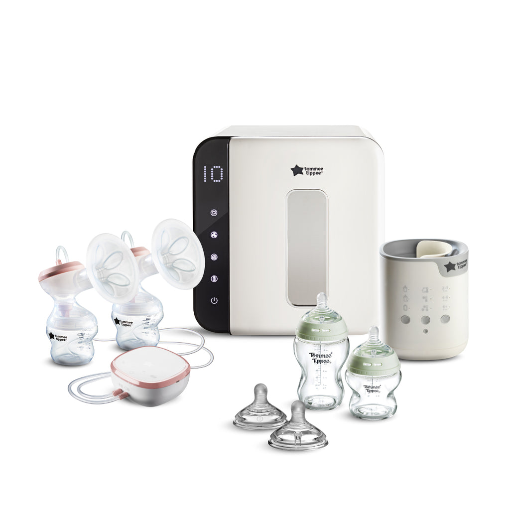 All in 1 新手爸媽必備套裝 -UV消毒加雙邊電動吸奶器(玻璃奶瓶)