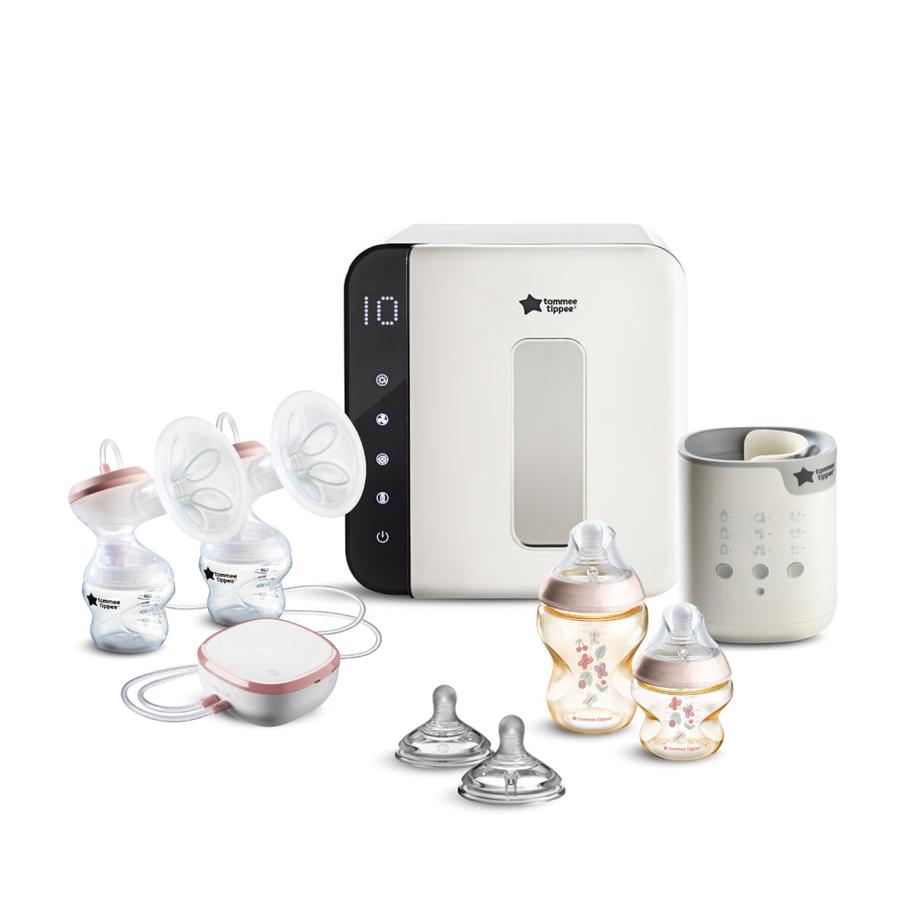 All in 1 新手爸媽必備套裝 -UV消毒加雙邊電動吸奶器(粉紅色PPSU奶瓶)