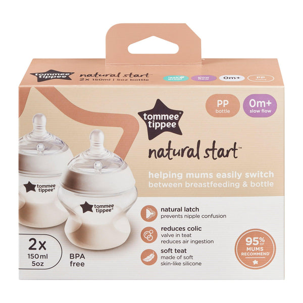 Natural Start ® PP 150ml 奶瓶附超柔軟慢流量奶嘴(兩個裝) - Tommee Tippee 香港官方網店